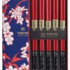Chopsticks Set Rood Zwart Bloem - Tokyo Design Studio - 5 paar | Tokyo Design Studio