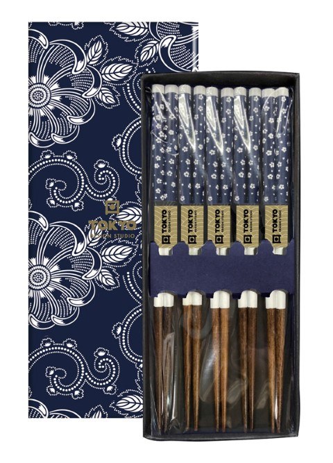 Chopsticks Set - Tokyo Design Studio - Blue Flowers - 5 paar | Tokyo Design Studio