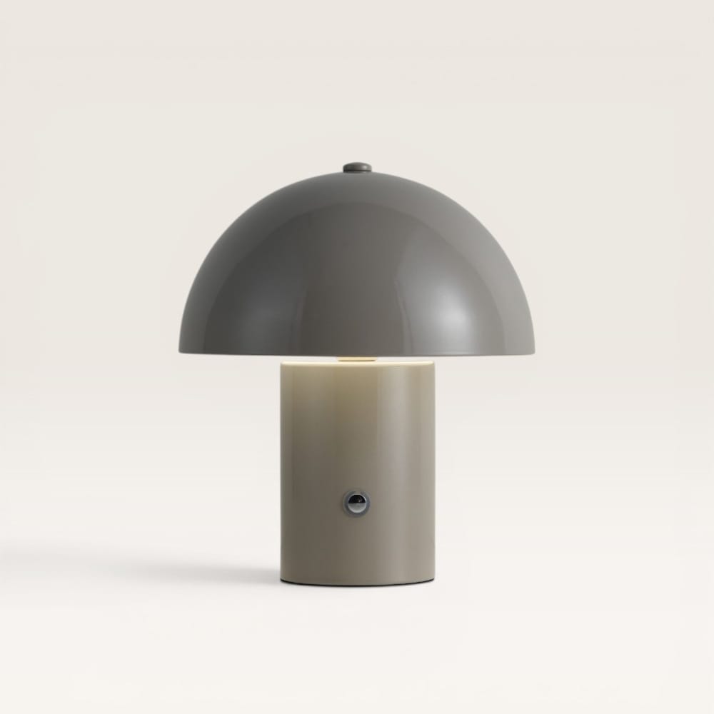 Civaro - Paddenstoel lamp oplaadbaar Taupe 20 cm - Slaapkamer tafellamp - Draadloze tafellamp - Dimbaar - Metaal - USB-C - Retro design - 3000K/4500K/6000K | LUSENZ