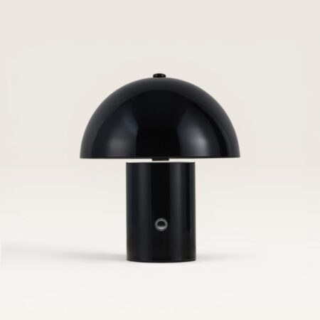Civaro - Paddenstoel lamp oplaadbaar Zwart 20 cm - Slaapkamer tafellamp - Draadloze tafellamp - Dimbaar - Metaal - USB-C - Retro design - 3000K/4500K/6000K | LUSENZ