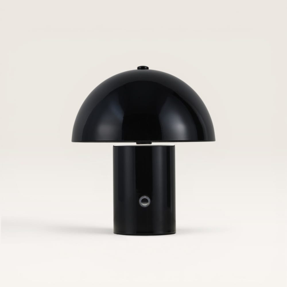 Civaro - Paddenstoel lamp oplaadbaar Zwart 20 cm - Slaapkamer tafellamp - Draadloze tafellamp - Dimbaar - Metaal - USB-C - Retro design - 3000K/4500K/6000K | LUSENZ