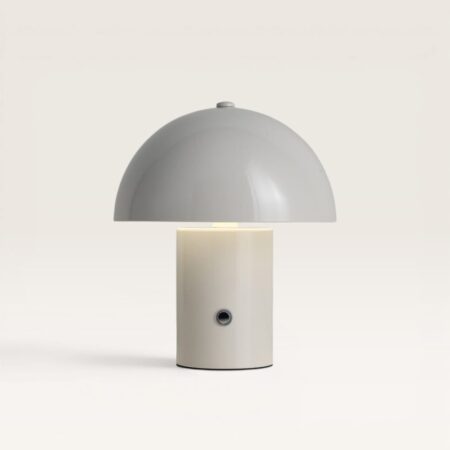 Civaro - Paddenstoel lamp oplaadbaar gebroken Wit 20 cm - Draadloze tafellamp - Dimbaar - USB-C - Retro design - Metaal - 3000K/4500K/6000K | LUSENZ