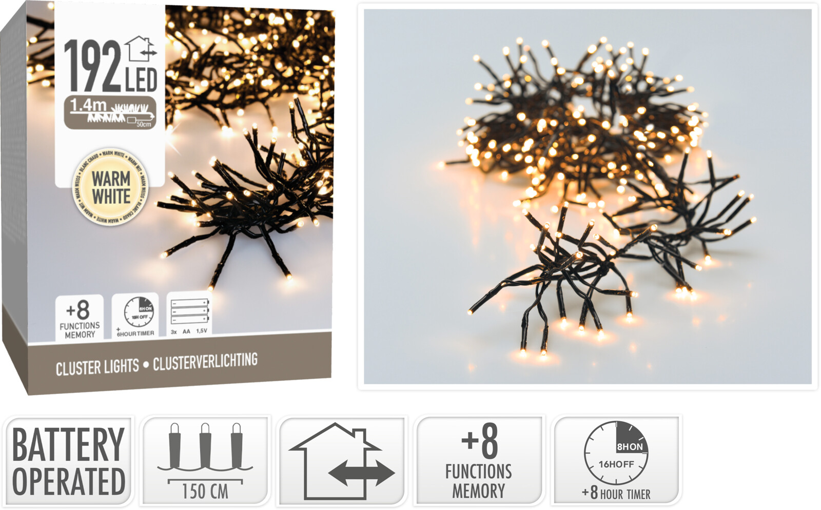Clusterverlichting 192led warmwit | Home & Styling