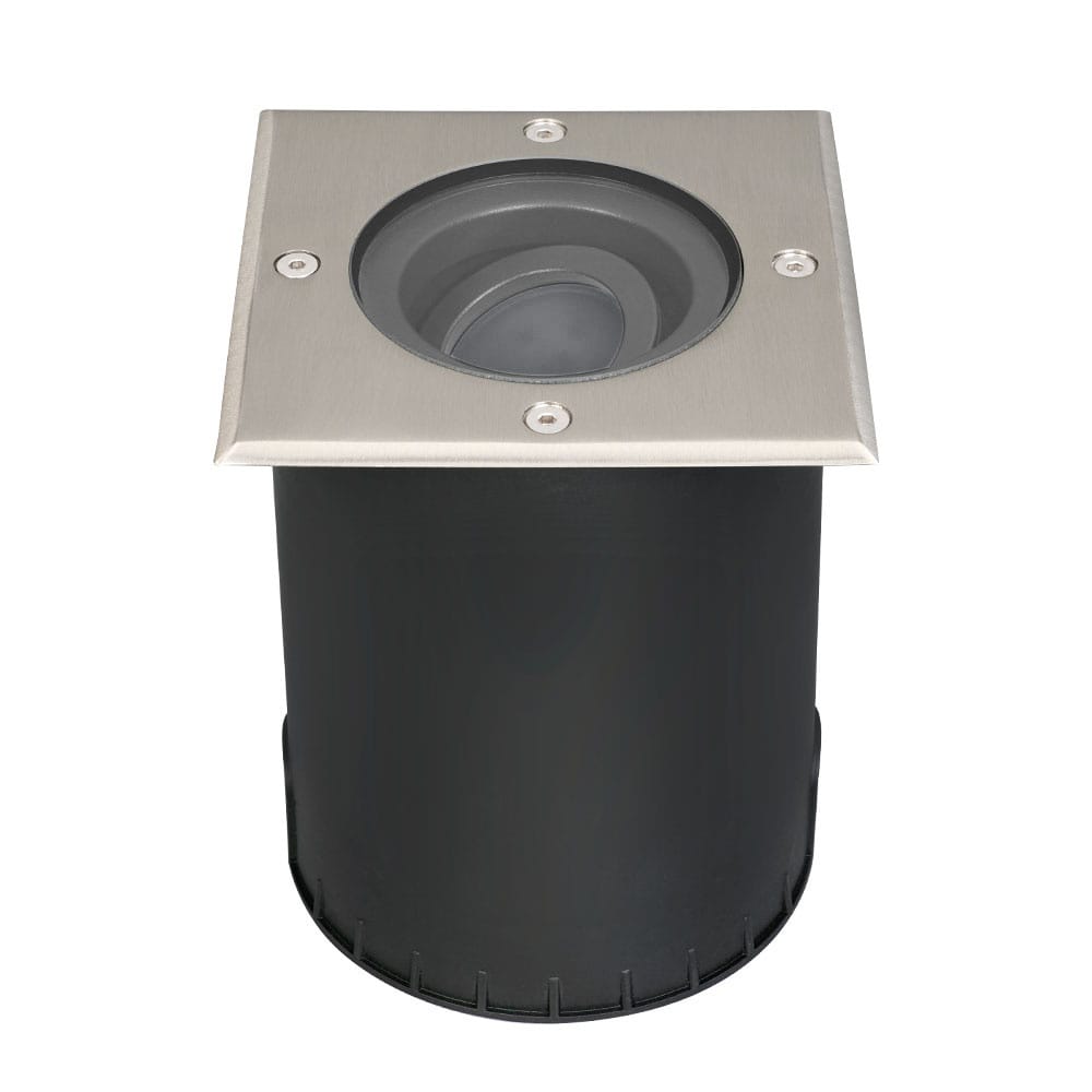 Cody LED Grondspot RVS - Dimbaar - Excl. GU10 lichtbron - Kantelbaar - Overrijdbaar - Vierkant - IP67 waterdicht - Tuinverlichting - Oprit | HOFTRONIC