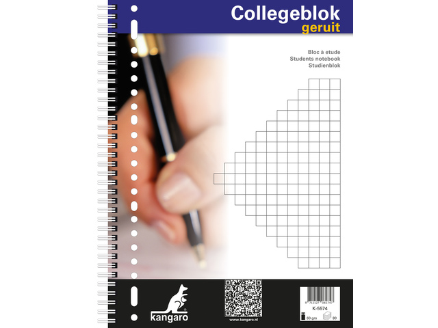 Collegeblok A4 ruit 10mm 23r 5 stuks | Kangaro