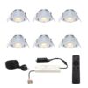 Complete Set van 6 Sienna Mini Inbouwspots 12V - 3W spots - 2700K warm wit - IP44 waterdicht - kantelbaar - Dimbaar - Verandaspots - Lage inbouwdiepte | HOFTRONIC