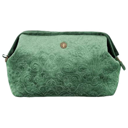 Cosmetic Purse Extra Large Velvet Quilted Green | PiP Studio