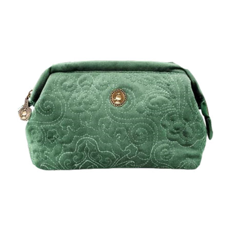 Cosmetic Purse Small Velvet Quilted Green | PiP Studio