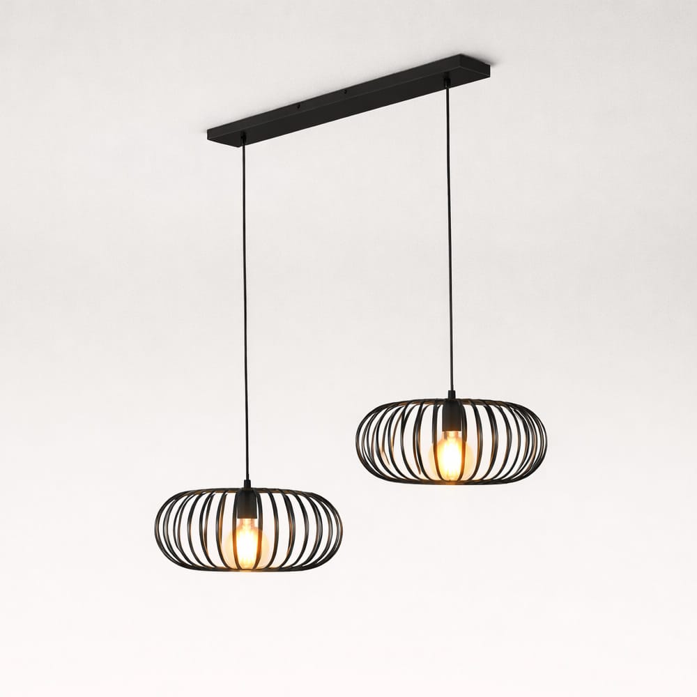 Cosmos - LED Hanglamp - 2 spots - Dimbaar - E27 Fitting - Zwart | HOFTRONIC