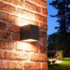Cuba LED wandlamp - IP65 waterdicht - 2x GX53 Fitting - Max. 2x 9W - Vierkant - Voor binnen en buiten - Up & down light - Zwart | HOFTRONIC