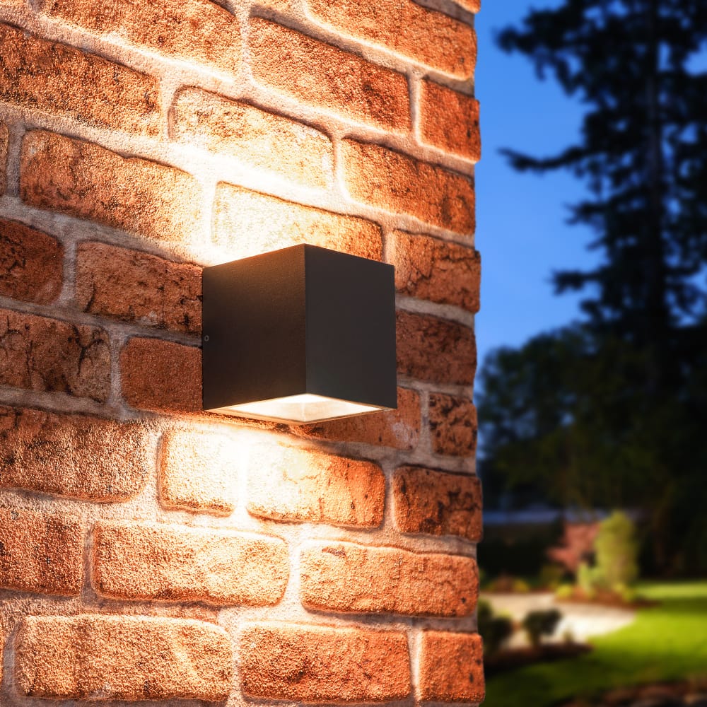 Cuba LED wandlamp - IP65 waterdicht - 2x GX53 Fitting - Max. 2x 9W - Vierkant - Voor binnen en buiten - Up & down light - Zwart | HOFTRONIC