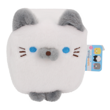Cube Cat plushie - Wit & Grijs | -