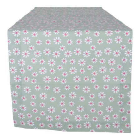 Daisy Flowers Tafelloper Groen 50x140 Cm |