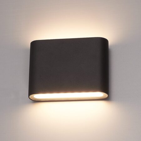 Dallas S LED Wandlamp Zwart - 6 Watt 360lm - IP54 Waterdicht - 3000K Warm Wit - Dimbaar - Binnen en buitenlamp - Up & down light - Modern | HOFTRONIC