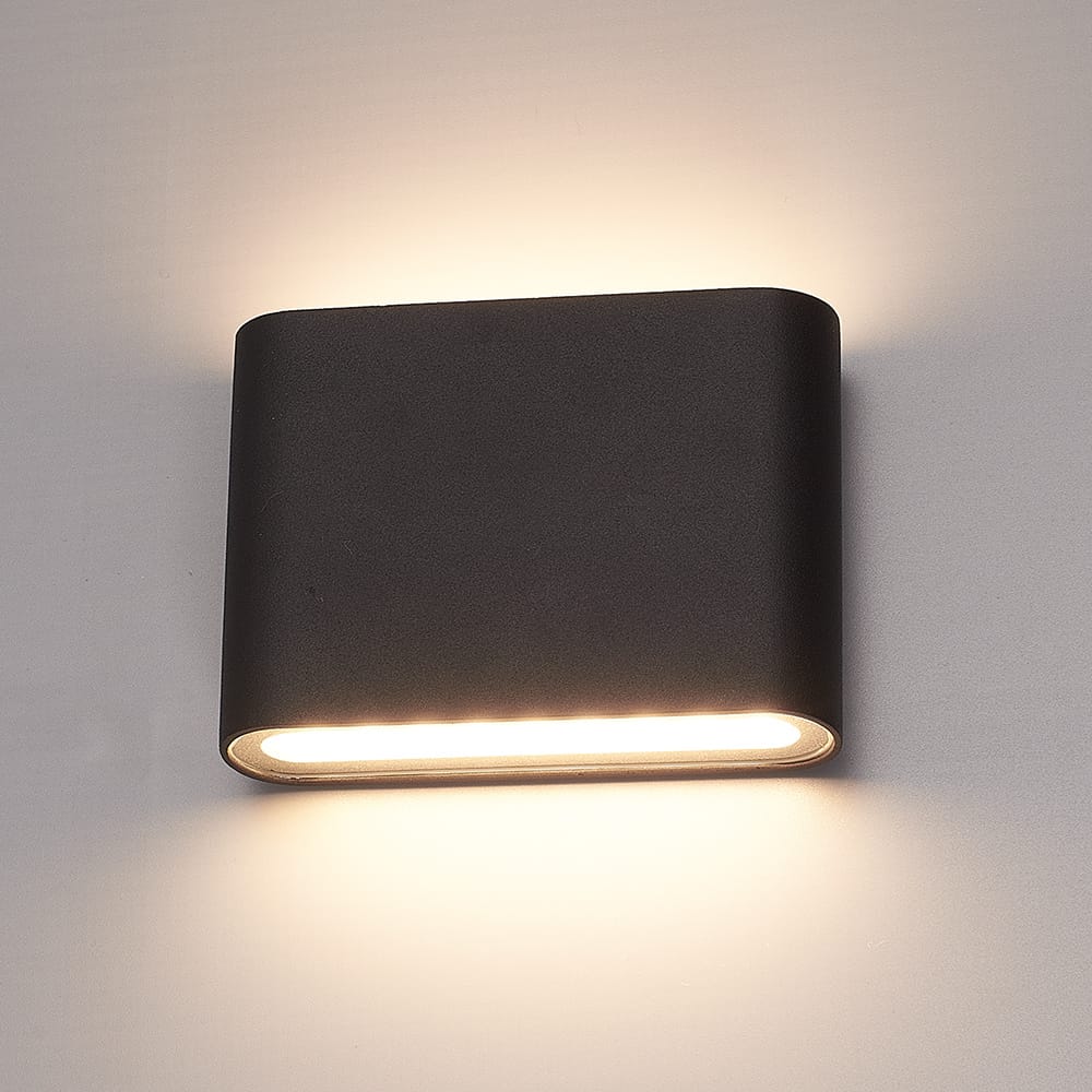 Dallas S LED Wandlamp Zwart - 6 Watt 360lm - IP54 Waterdicht - 3000K Warm Wit - Dimbaar - Binnen en buitenlamp - Up & down light - Modern | HOFTRONIC