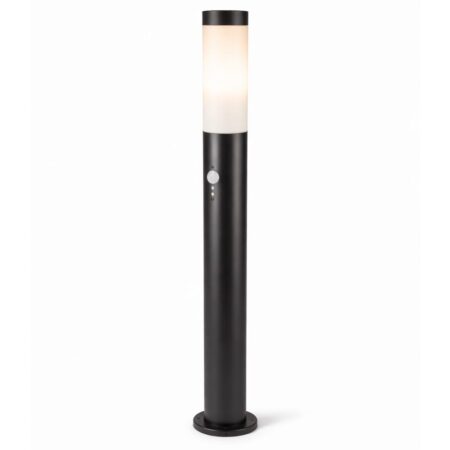 Dally LED Sokkellamp Zwart L - Bewegingssensor - Schemerschakelaar - E27 fitting - IP44 Waterdicht - 110 cm - padverlichting - Staande buitenlamp | HOFTRONIC
