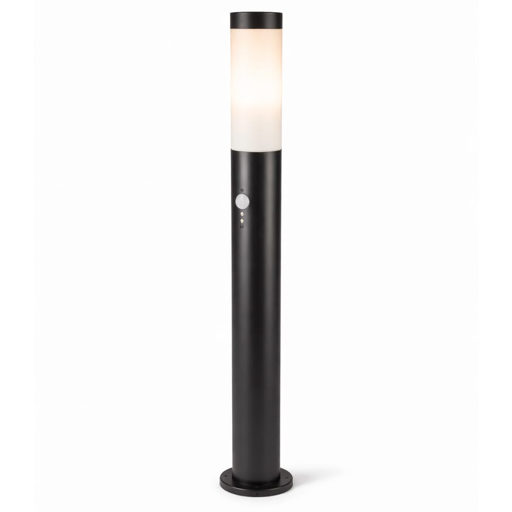 Dally LED Sokkellamp Zwart L - Bewegingssensor - Schemerschakelaar - E27 fitting - IP44 Waterdicht - 110 cm - padverlichting - Staande buitenlamp | HOFTRONIC
