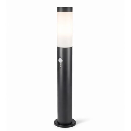 Dally LED Sokkellamp Zwart M - Bewegingssensor -Schemerschakelaar - E27 fitting - IP44 Waterdicht - 80 cm - padverlichting - Staande buitenlamp | HOFTRONIC