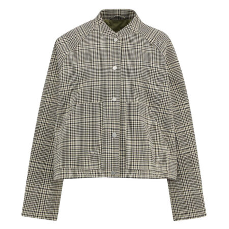 Dames Bomber Jacket Leyburn Olive Prince of Wales | Barbour