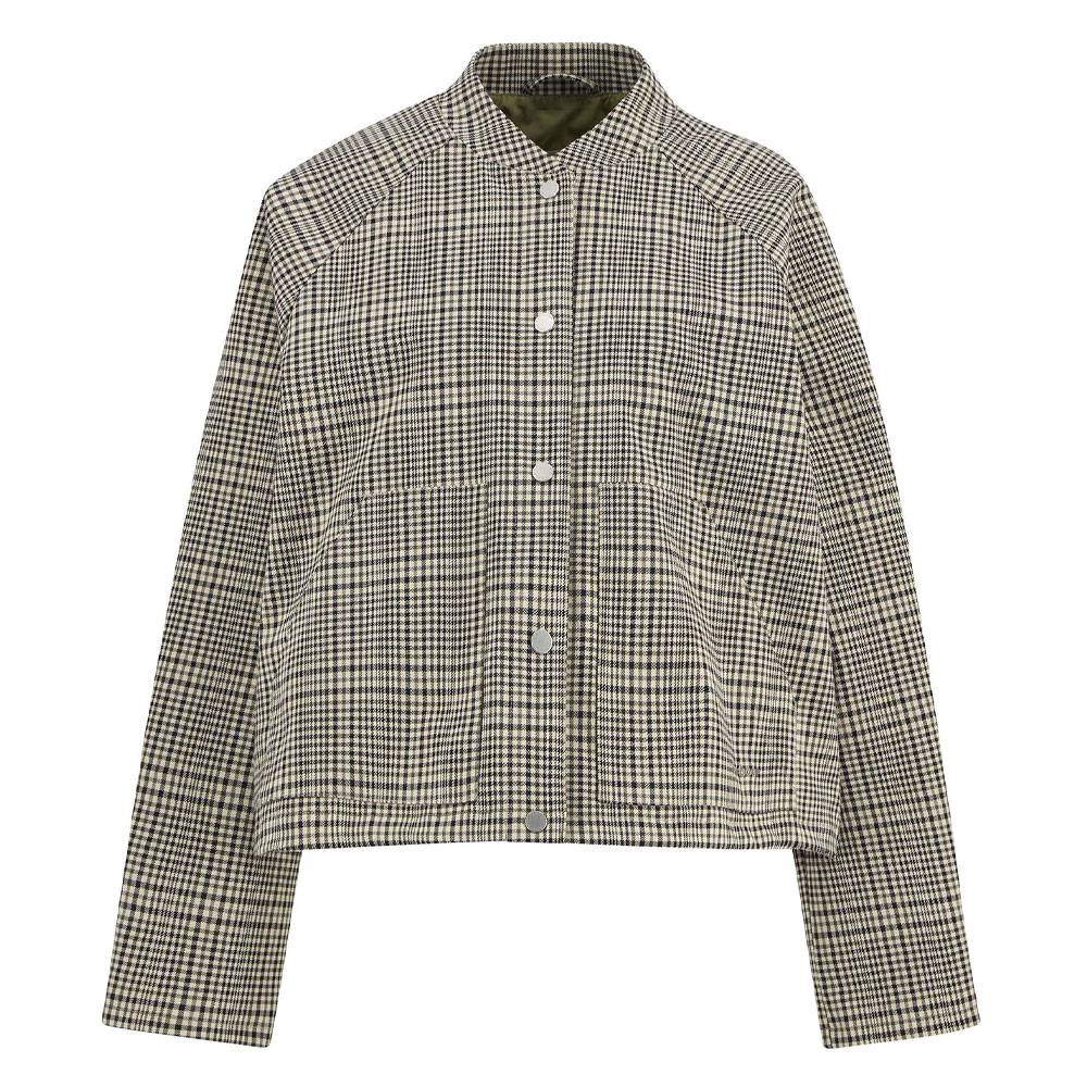 Dames Bomber Jacket Leyburn Olive Prince of Wales | Barbour