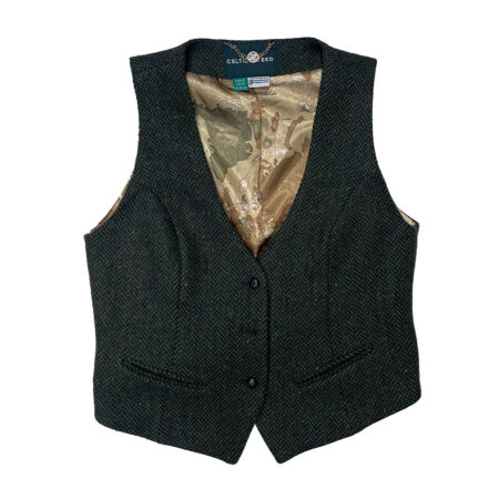 Dames Gilet Green Tweed Herringbone | Celtic Tweed