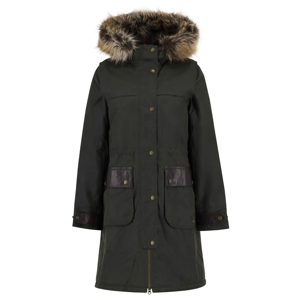 Dames Waxjas Durham City Parka Fern | Barbour