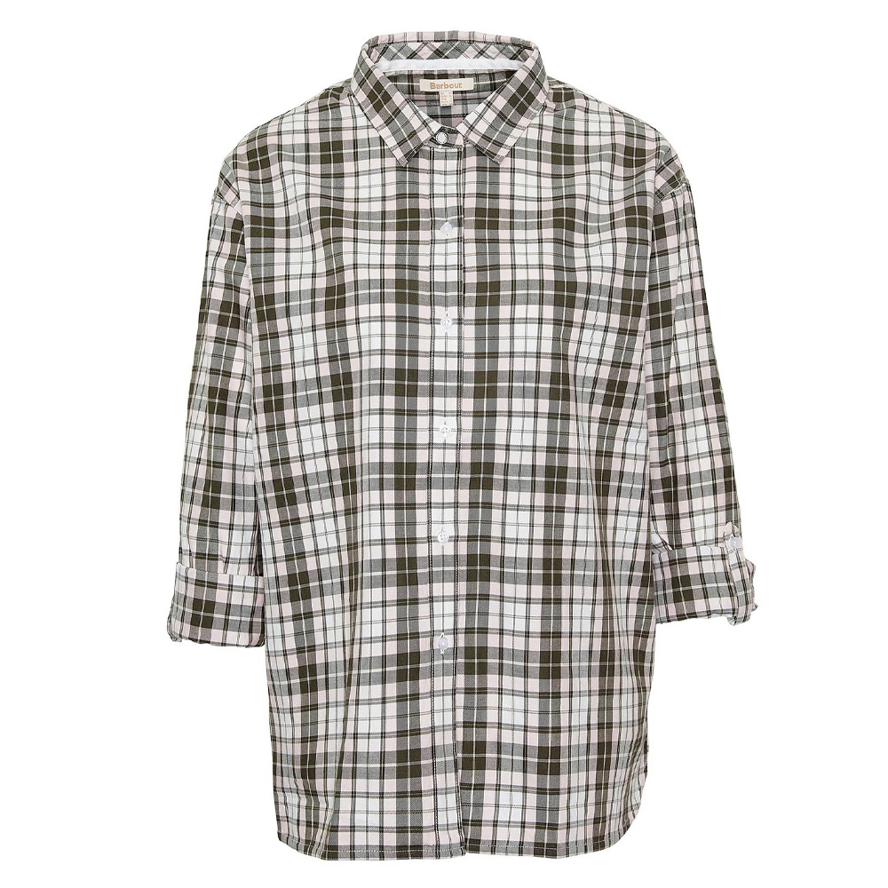 Damesblouse Angelonia Olive Check | Barbour