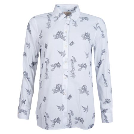 Damesblouse Safari white blaadjes | Barbour