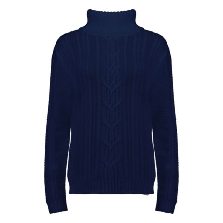 Damestrui turtle neck cable knit navy | Bloomings