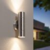 Dax LED Wandlamp - Dimbaar - 8 Watt 690 Lumen - 4000K neutraal wit - IP64 Waterdicht voor Binnen en buiten - GU10 Vervangbare lichtbron - Up & Down Light - RVS | HOFTRONIC