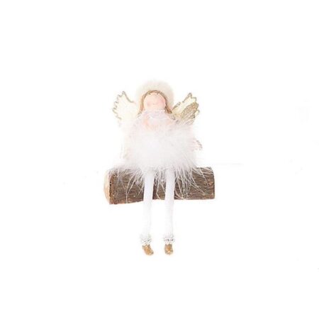 Deco Engel op boomstam H19cm roze | HBX natural living