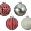 Decoris Kerstbal Glas Wit/rood | Decoris
