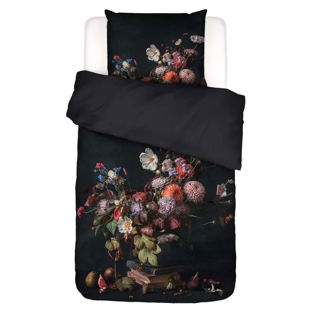 Dekbedovertrek Bouquet Anthracite Eenpersoons | Essenza