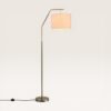 Delion - Staande LED lamp Goud Metaal - E27 fitting - 165 cm - Klassiek Rustiek Scandinavisch Design - IP20 Voor binnen - Linnen kap - Met voetschakelaar | LUSENZ