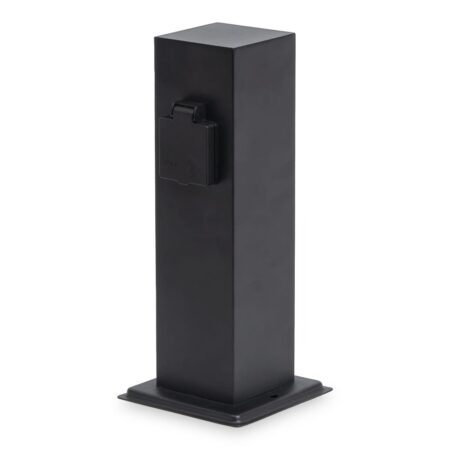 Delta S buitenstopcontactpaal - 30cm - 2 stopcontacten - IP44 waterdicht - Tuincontactdoos - Stekkerdoos - Zwart | HOFTRONIC