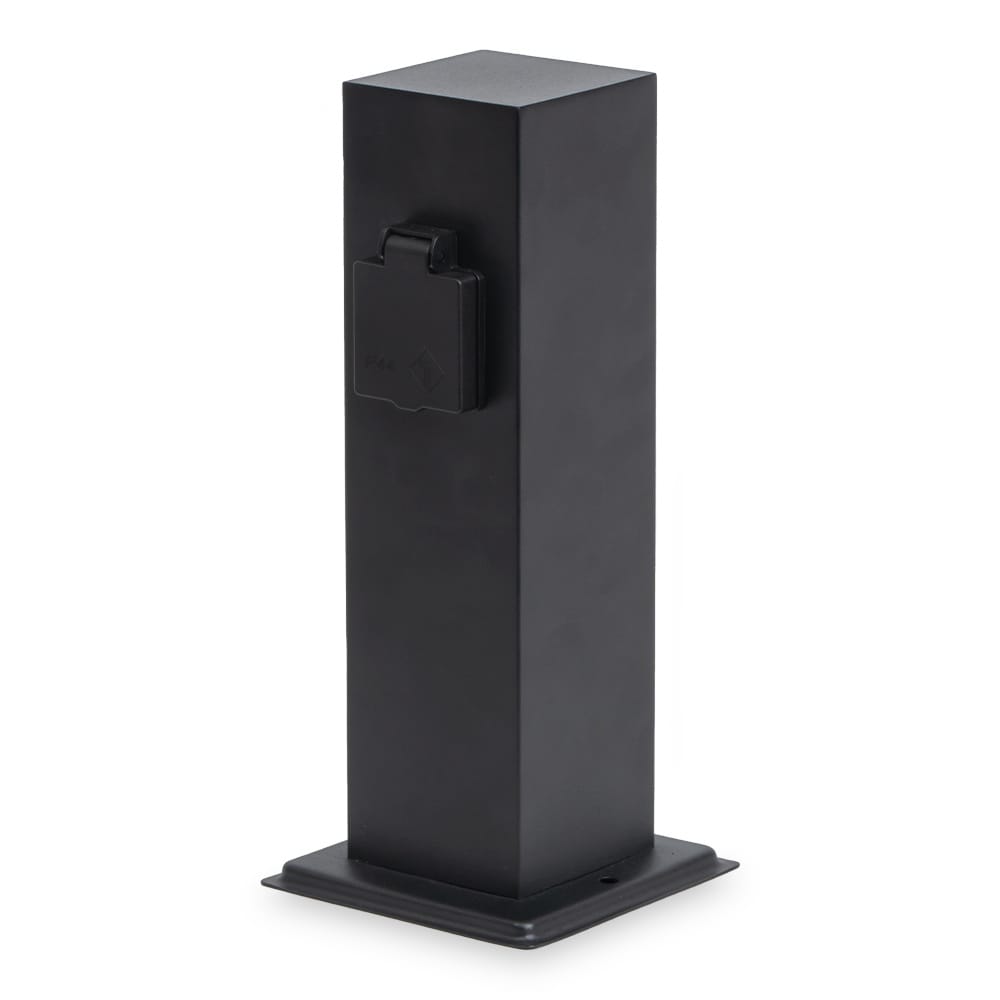 Delta S buitenstopcontactpaal - 30cm - 2 stopcontacten - IP44 waterdicht - Tuincontactdoos - Stekkerdoos - Zwart | HOFTRONIC