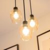 Design Hanglamp Zora - Amberkleurig Glas - 3-Lichts - E27 - 7 Watt 806 Lumen - 2700K - Zwart- Glazen bollen | HOFTRONIC
