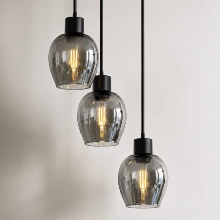 Design Hanglamp Zora - Smoke Glas - 3-Lichts - E27 - Zwart- Glazen bollen | HOFTRONIC