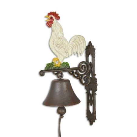 Deurbel witte haan snavel open | DecoImport