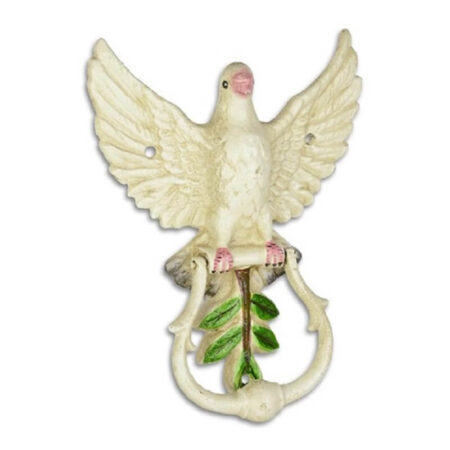 Deurklopper witte Duif van gietijzer | DecoImport