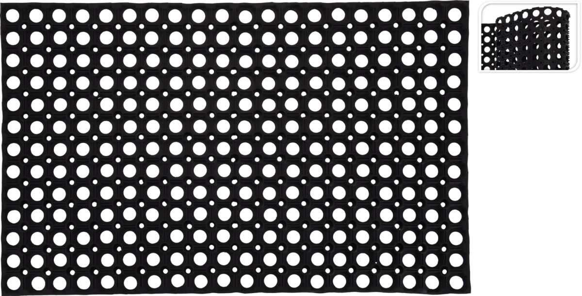 Deurmat 50x80cm Rubber Zwart Met Gaten |