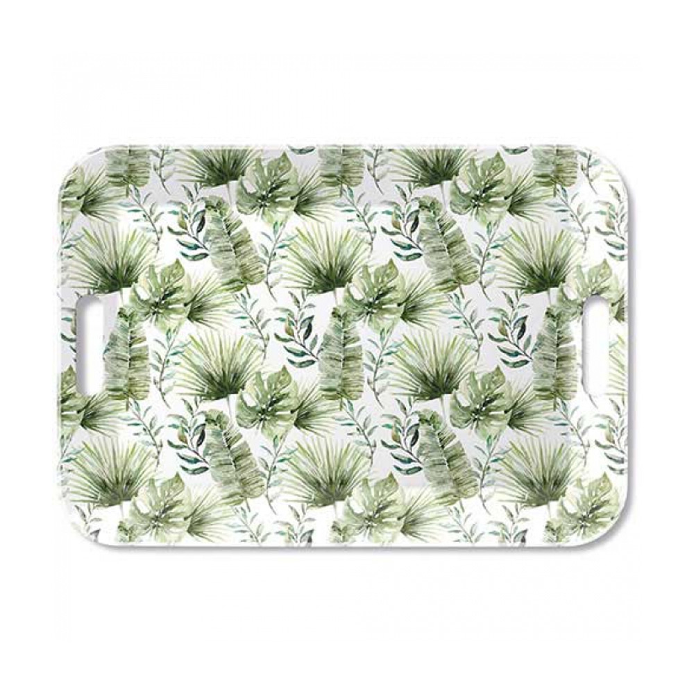 Dienblad Groot Jungle bladeren wit |