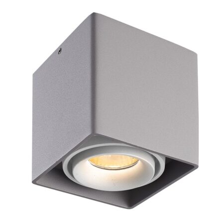Dimbare LED Opbouwspot plafond Esto - Grijs met witte afdekring - IP20 - kantelbaar - excl. GU10 lichtbron - voor droge ruimtes | HOFTRONIC