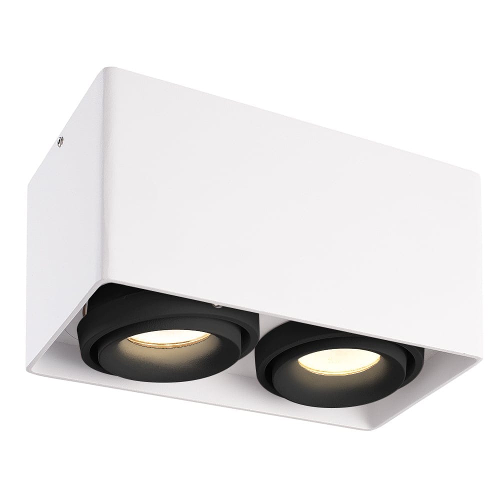 Dimbare LED Opbouwspot plafond Esto Wit/Zwart 2 lichts kantelbaar 4 Watt 2700K | HOFTRONIC