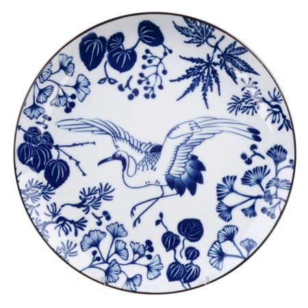 Dinerbord Flora Japonica - Tokyo Design Studio - Blauw en Wit Porselein - 25.7 x 3 cm | Tokyo Design Studio