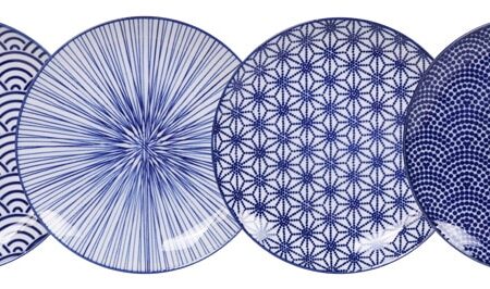 Dinerborden Set van 4 - Nippon Blue - Tokyo Design Studio - 25.7 x 3 cm | Tokyo Design Studio