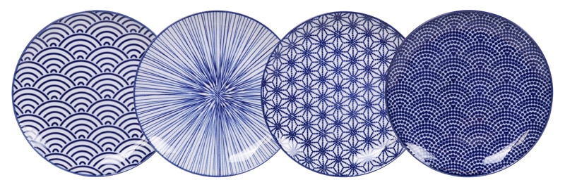 Dinerborden Set van 4 - Nippon Blue - Tokyo Design Studio - 25.7 x 3 cm | Tokyo Design Studio