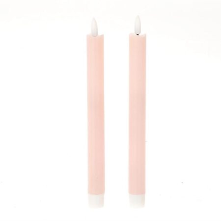 Dinerkaars LED vlam 24.5cm roze 2dlg | HBX Natural Living