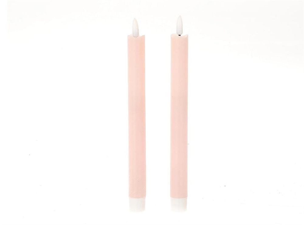 Dinerkaars LED vlam 24.5cm roze 2dlg | HBX Natural Living