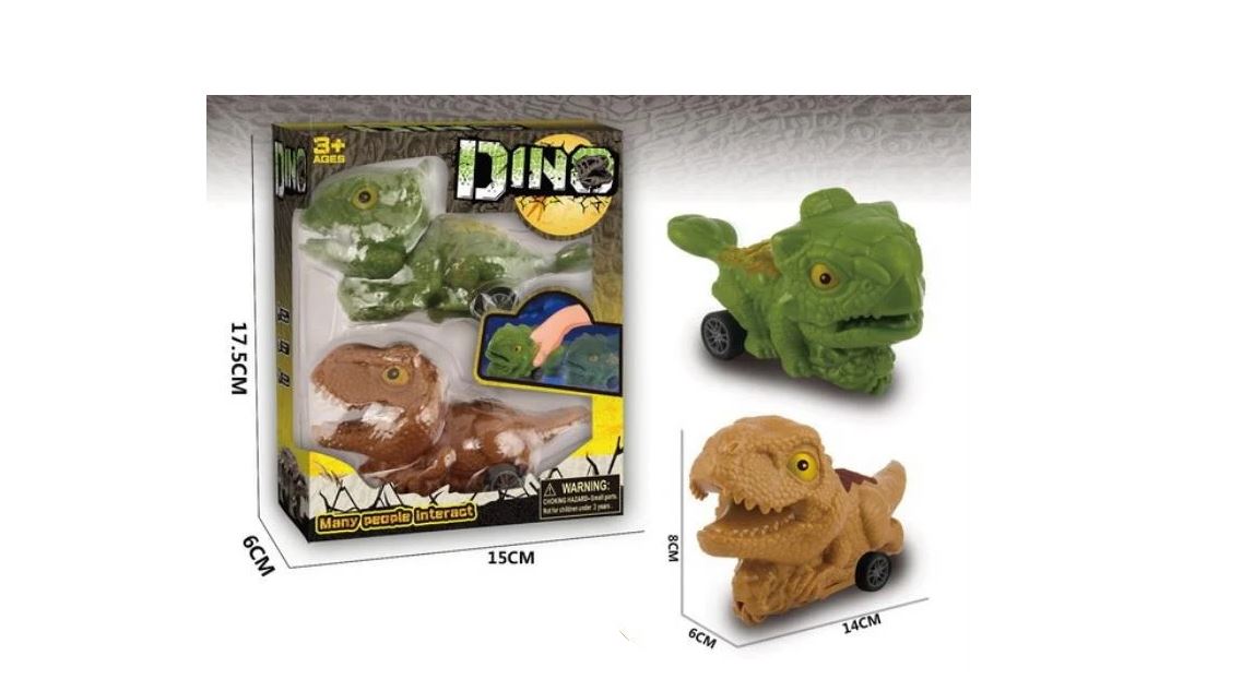 Dino auto frictie set a 2 stuks 13cm | Merkloos